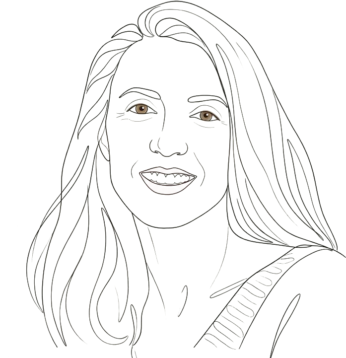 Adeline, dessinée au trait, au centre de la boucle